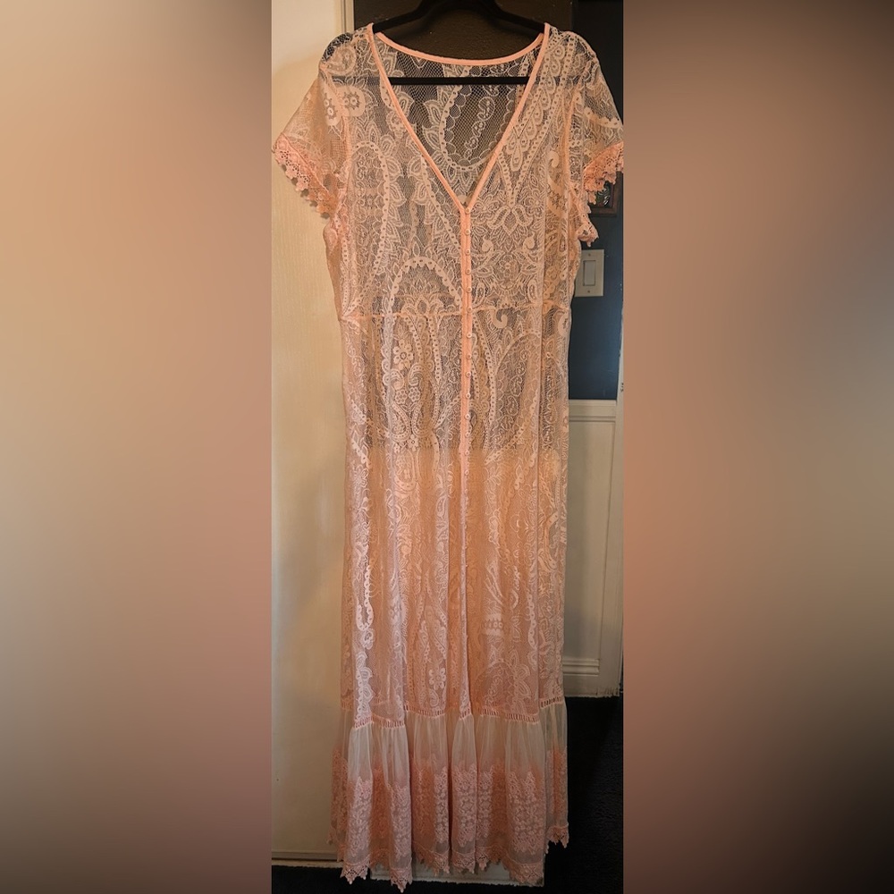 Torrid Lace Light peach Dress Curve Plus Boho - Picture 2 of 6